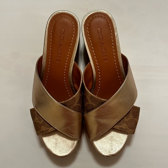 Coach Brown Wedge Sandal - Picture 1 of 4